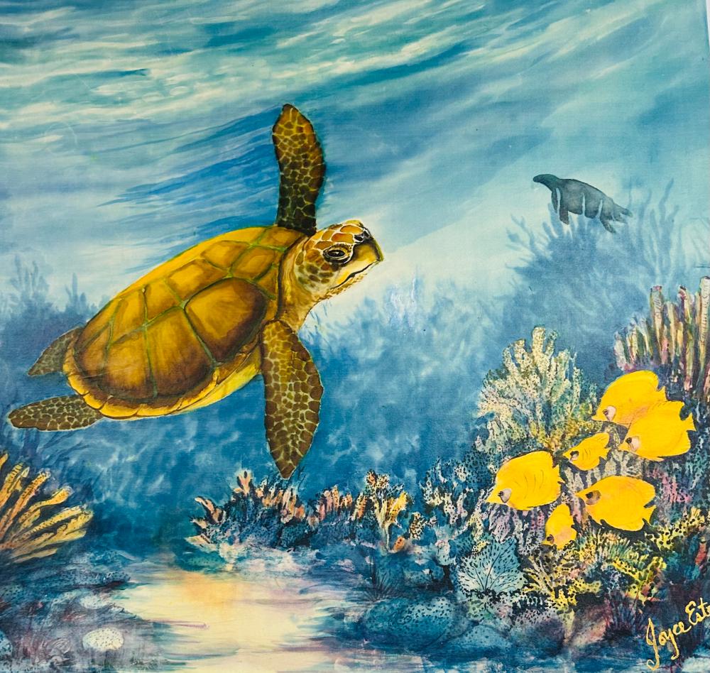 Cororful Turtle with Yellow Tang Fish